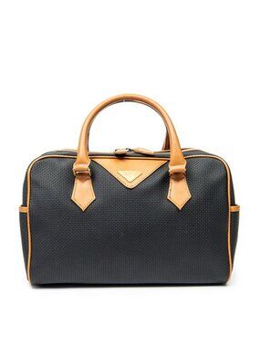 Saint Laurent Yves Vintage Side Pocket Boston Black Tan Woven